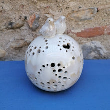 Charger l'image dans la galerie, Lampe ou photophore avec 2 oiseaux en grès émaillé