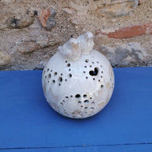 Charger l'image dans la galerie, Lampe ou photophore avec 2 oiseaux en grès émaillé