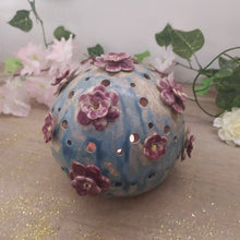 Charger l'image dans la galerie, Photophore Floral Turquoise & Rose