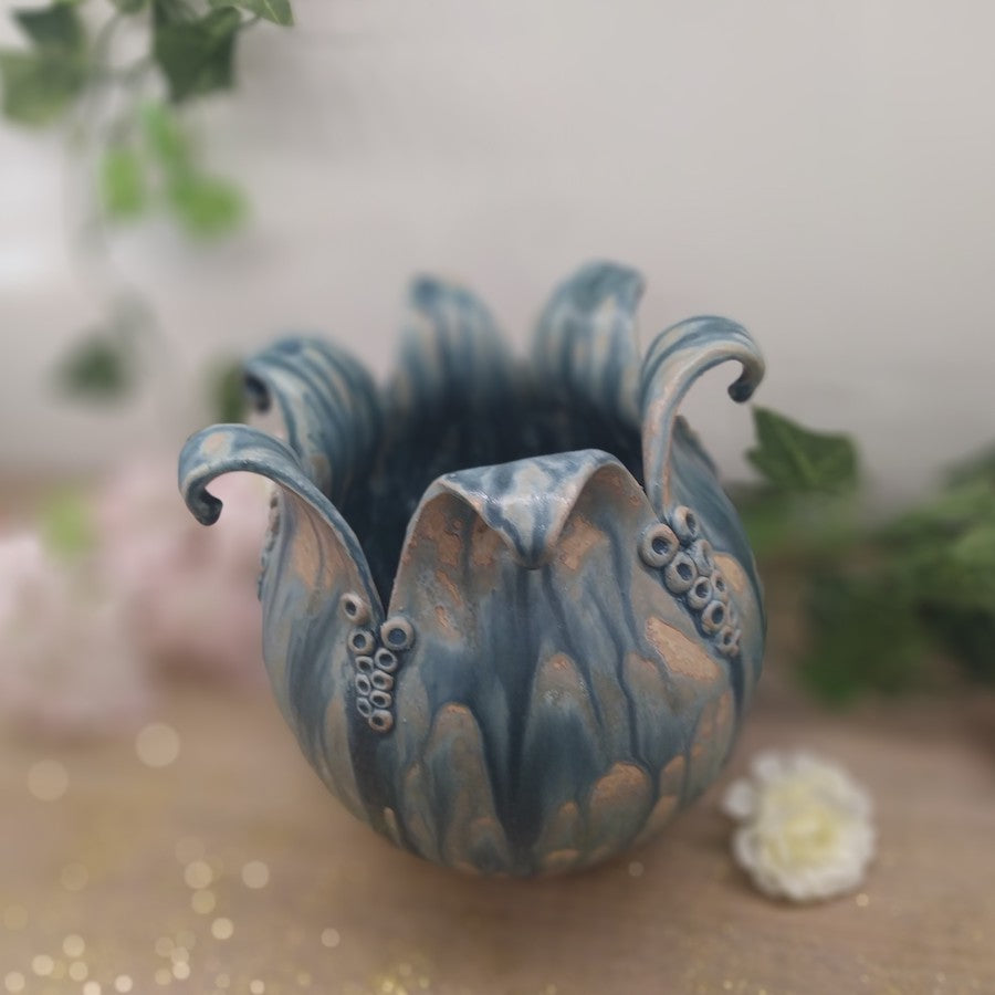 Cache Pot Floral Turquoise